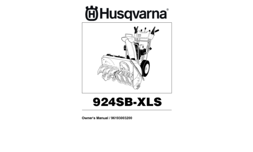 Husqvarna 924 SB XLS 96193003200 2008-08 Snow Thrower User Manual