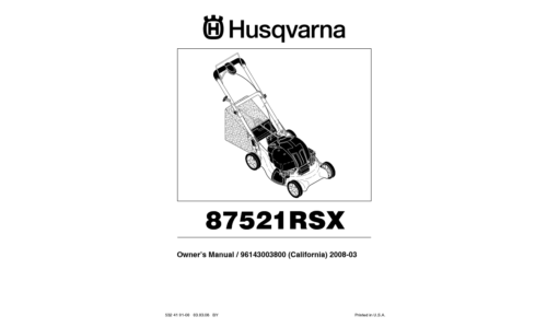 Husqvarna 87521 RSX California 96143003800 2008-03 Walk Mower User Manual