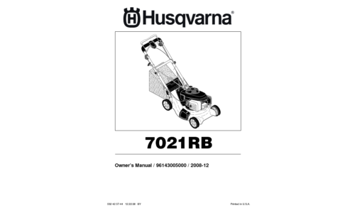 Husqvarna 7021 RB 96143005000 2008-12 Walk Mower User Manual