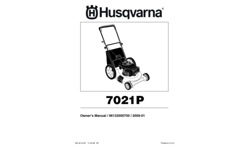 Husqvarna 7021 P 96133000700 2009-01 Walk Mower User Manual