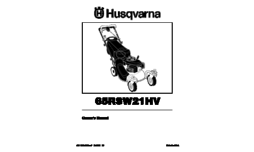 Husqvarna 65 RSW 21 HV A (65 C 21 HV A 917.374781) 2004-03 Walk Mower User Manual