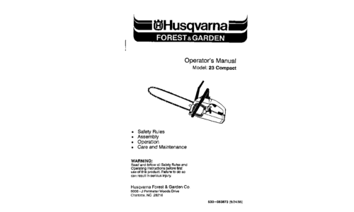 Husqvarna 23 Compact 1995-09 Chain Saw User Manual