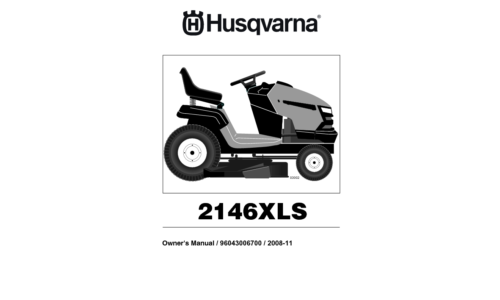 Husqvarna 2146 XLS 96043006700 2008-11 Ride Mower User Manual