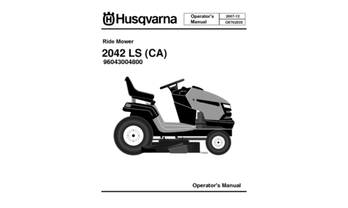 Husqvarna 2042 LS (CA) 96043004800 2007-12 Ride Mower User Manual