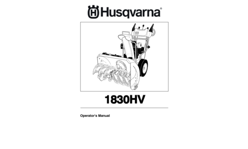 Husqvarna 1830HV 2010-05 SNOW BLOWERS THROWERS 96193005400 User Manual