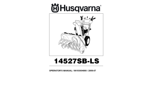 Husqvarna 14527SBLS 2009-07 SNOW BLOWERS THROWERS 96193004900 User Manual