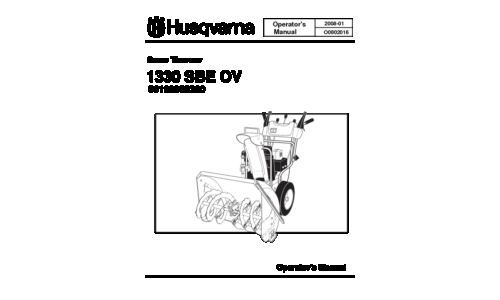 Husqvarna 1330 SBE OV 96193002300 2008-01 Snow Thrower User Manual