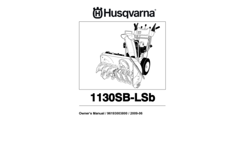 Husqvarna 1130SBLSB 2008-11 SNOW BLOWERS THROWERS 96193003800 User Manual