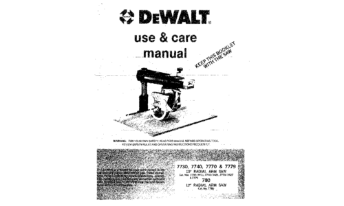 DeWalt Radial Arm Saw 7730 User Manual