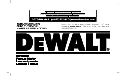 DeWalt Pressure Washer DXPW3025 User Manual