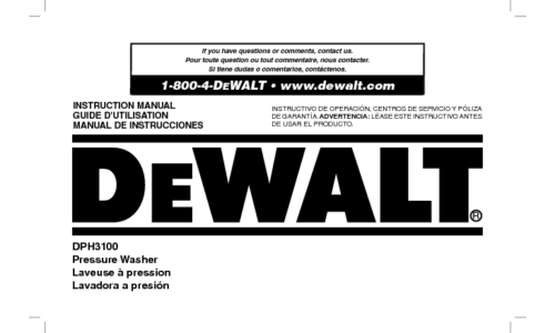 DeWalt Pressure Washer DPH3100 User Manual