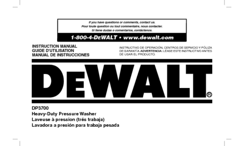 DeWalt Pressure Washer DP3700 User Manual