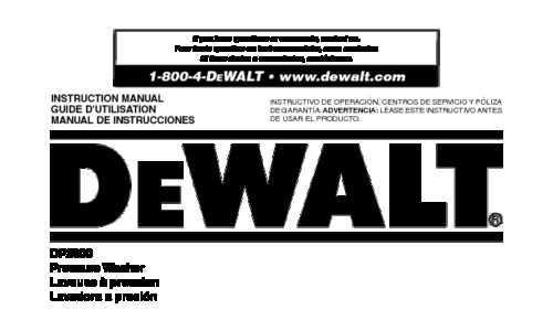 DeWalt Pressure Washer A16505 User Manual