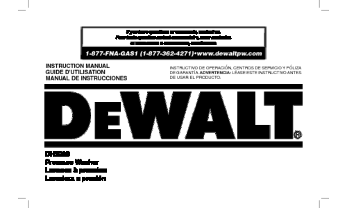 DeWalt Pressure Washer 7103629 User Manual