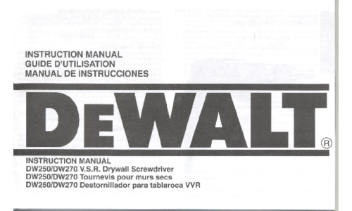 DeWalt Power Screwdriver DW250_DW270 User Manual