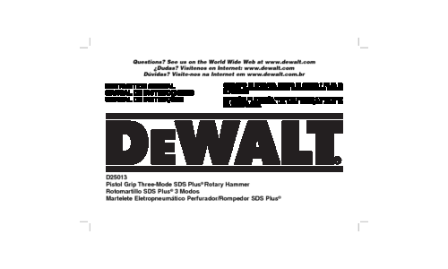 DeWalt Power Hammer D25013 User Manual