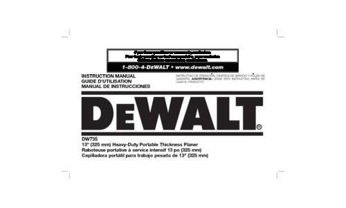 DeWalt Planer DW735X User Manual