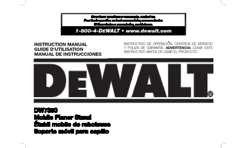 DeWalt Planer DW7350 User Manual