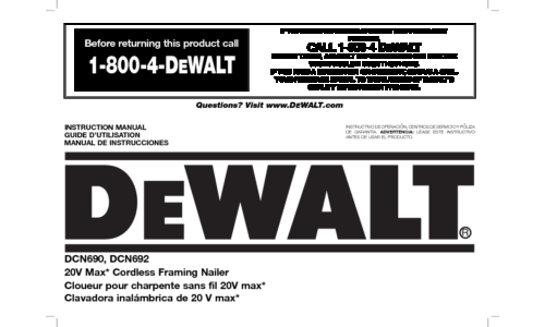 DeWalt Nail Gun DCN690 User Manual