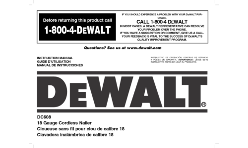 DeWalt Nail Gun DC608 User Manual