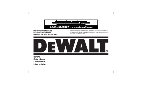 DeWalt Laser Level DW079 User Manual