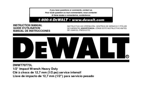 DeWalt Impact Driver DWMT70773L User Manual