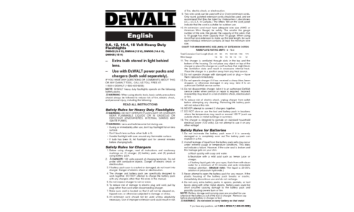 DeWalt Home Safety Product DW902 9.6 V User Manual