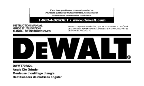 DeWalt Grinder DWMT70782L User Manual