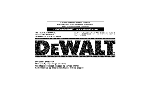 DeWalt Grinder DWE4517 User Manual