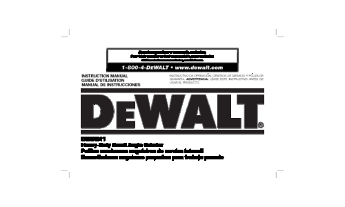 DeWalt Grinder DWE4011 User Manual