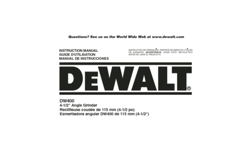 DeWalt Grinder DW400 User Manual