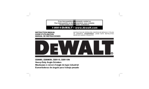 DeWalt Grinder D28115R User Manual