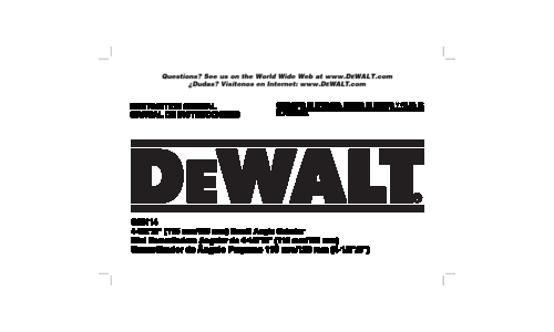 DeWalt Grinder D28114R User Manual