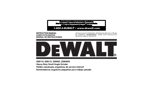 DeWalt Grinder D28112 User Manual