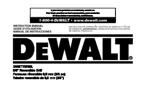 DeWalt Drill DWMT70786L User Manual