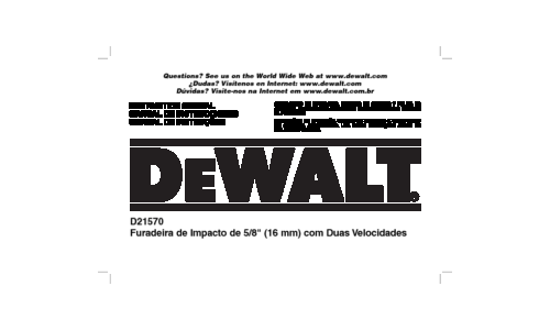 DeWalt Drill D21570 User Manual