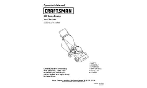 Craftsman Yard Vacuum 247.77012 User Manual