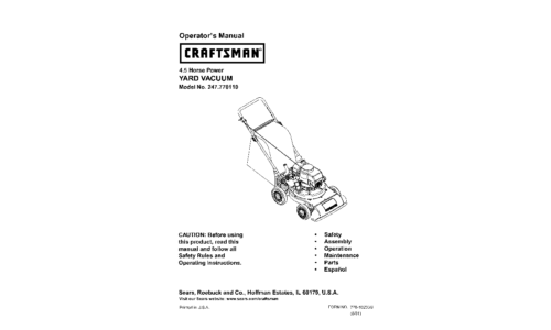 Craftsman Yard Vacuum 247.770110 User Manual