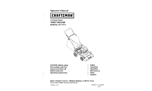 Craftsman Yard Vacuum 247.7701 User Manual