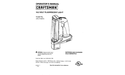 Craftsman Work Light 11407 User Manual