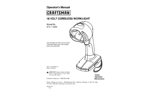 Craftsman Work Light 11390 User Manual