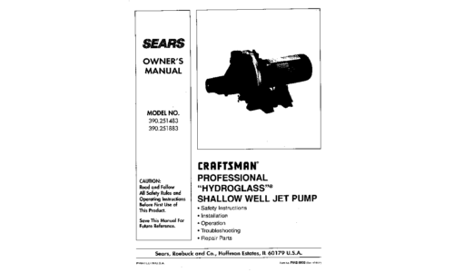 Craftsman Water Pump 390.251483 User Manual