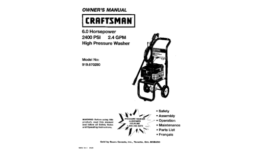 Craftsman Washer 919.67028 User Manual