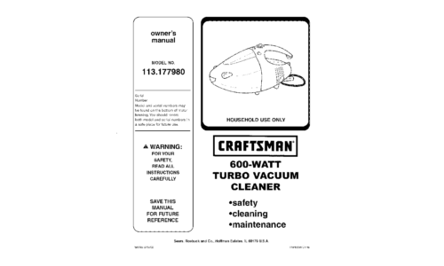 Craftsman Vacuum Cleaner 113.177980 User Manual