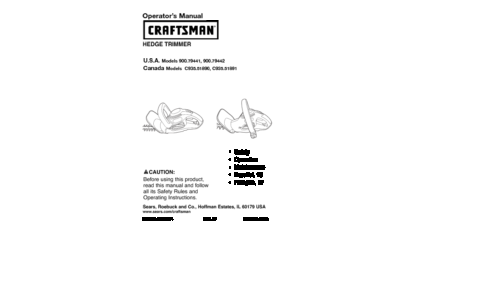 Craftsman Trimmer 900 User Manual