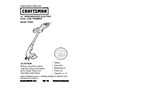 Craftsman Trimmer 74528 User Manual