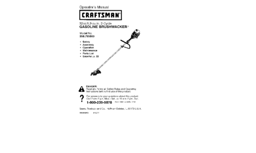 Craftsman Trimmer 358.7958 User Manual