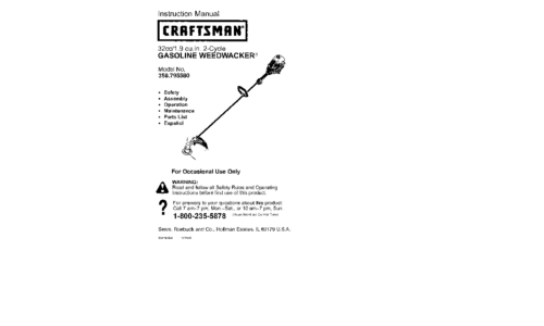 Craftsman Trimmer 358.79558 User Manual