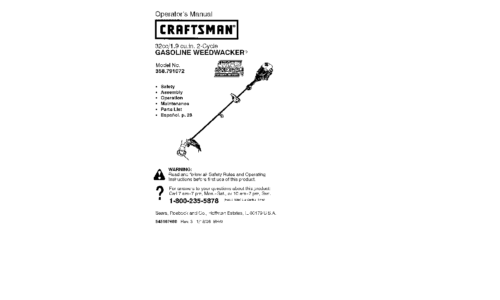 Craftsman Trimmer 358.791072 User Manual