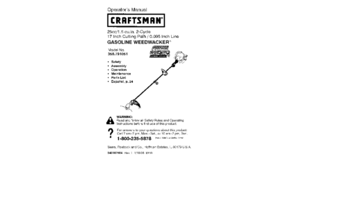 Craftsman Trimmer 358.791051 User Manual